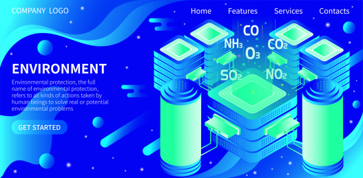 绿色科技环保节能低碳矢量插画
